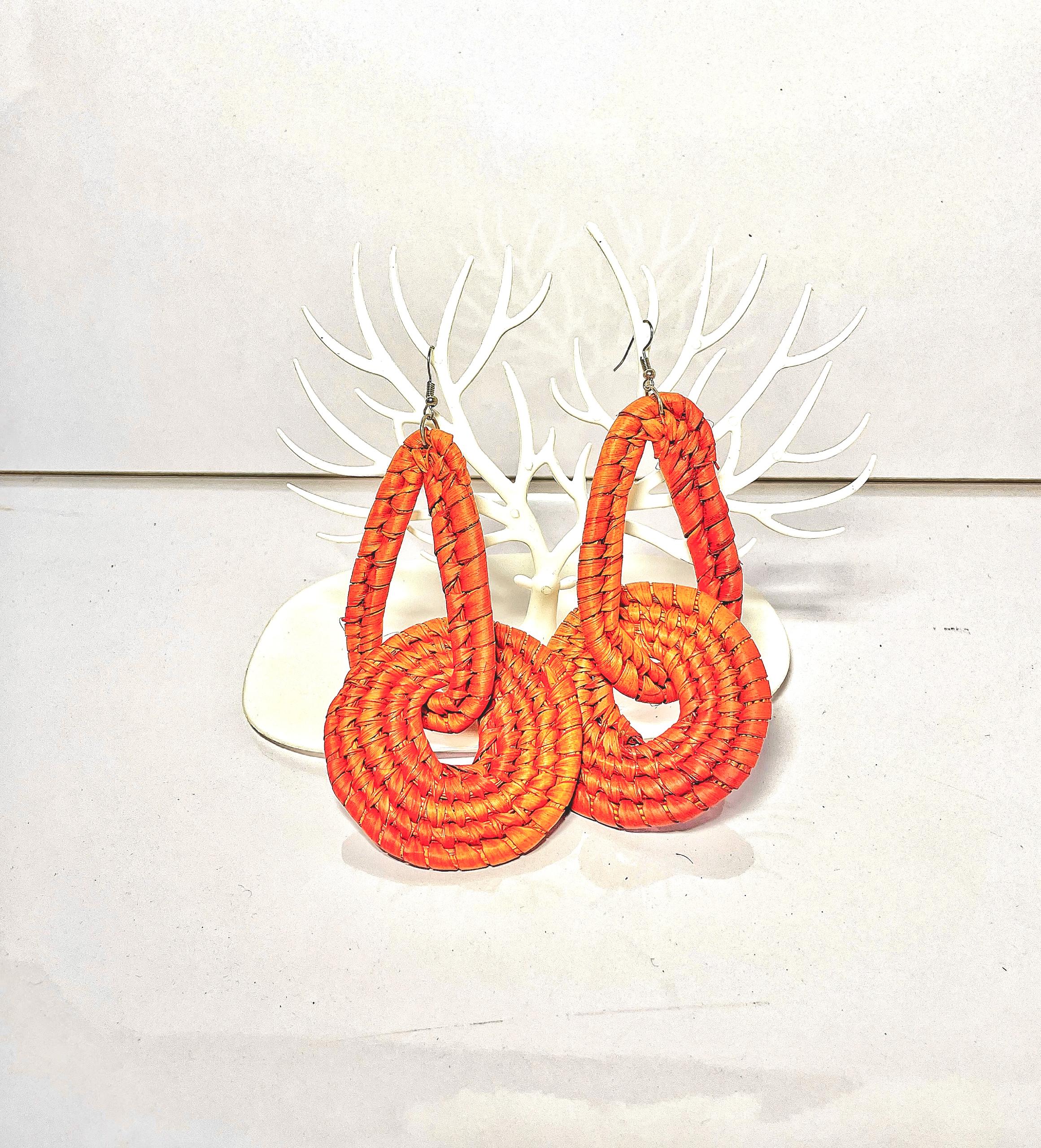 African Handcrafted  Woven Earrings Image