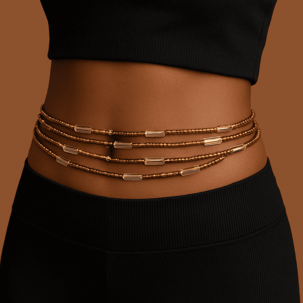 African Waistbeads, Amber Crystal  Image