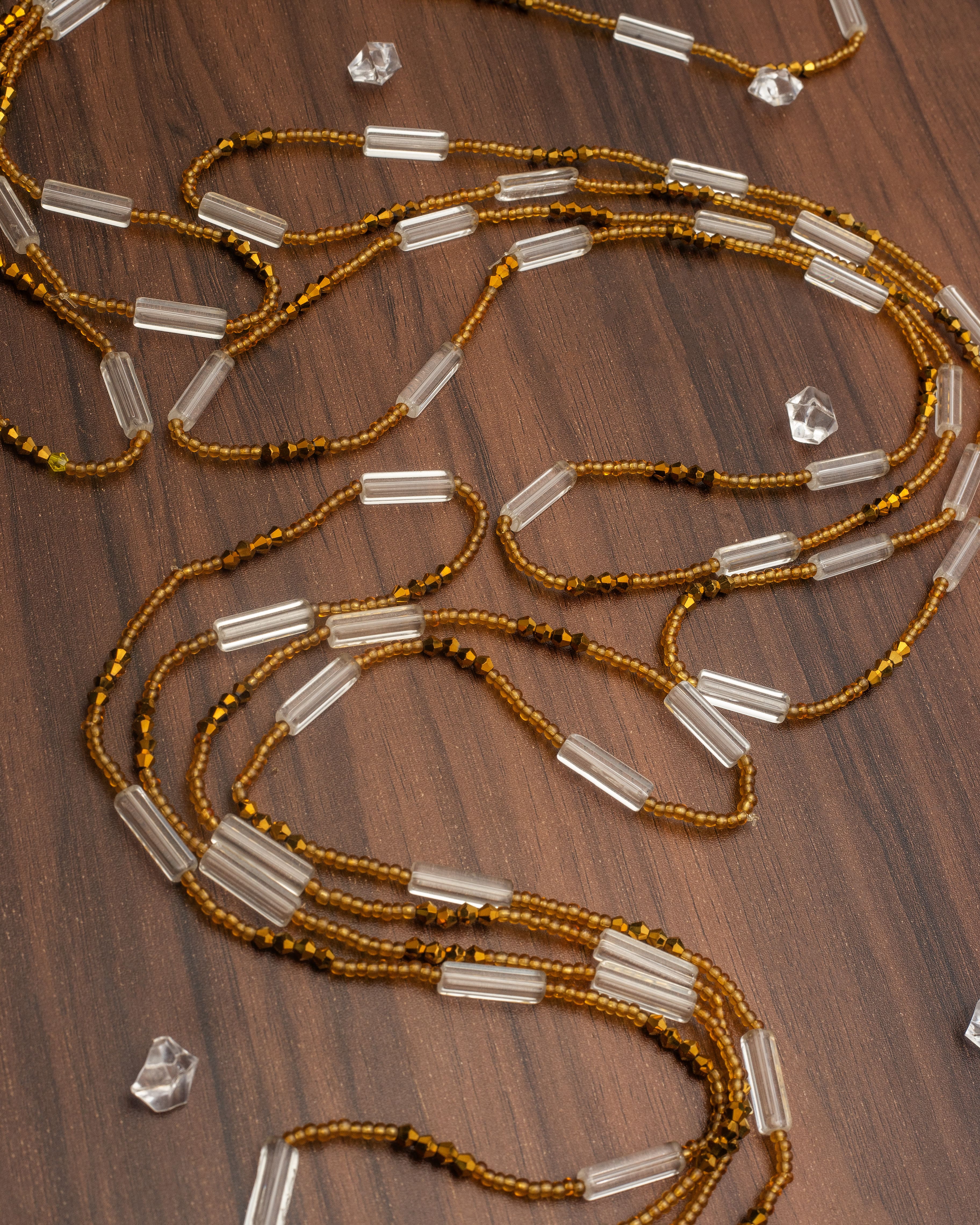 African Waistbeads, Amber Crystal  | Waist beads