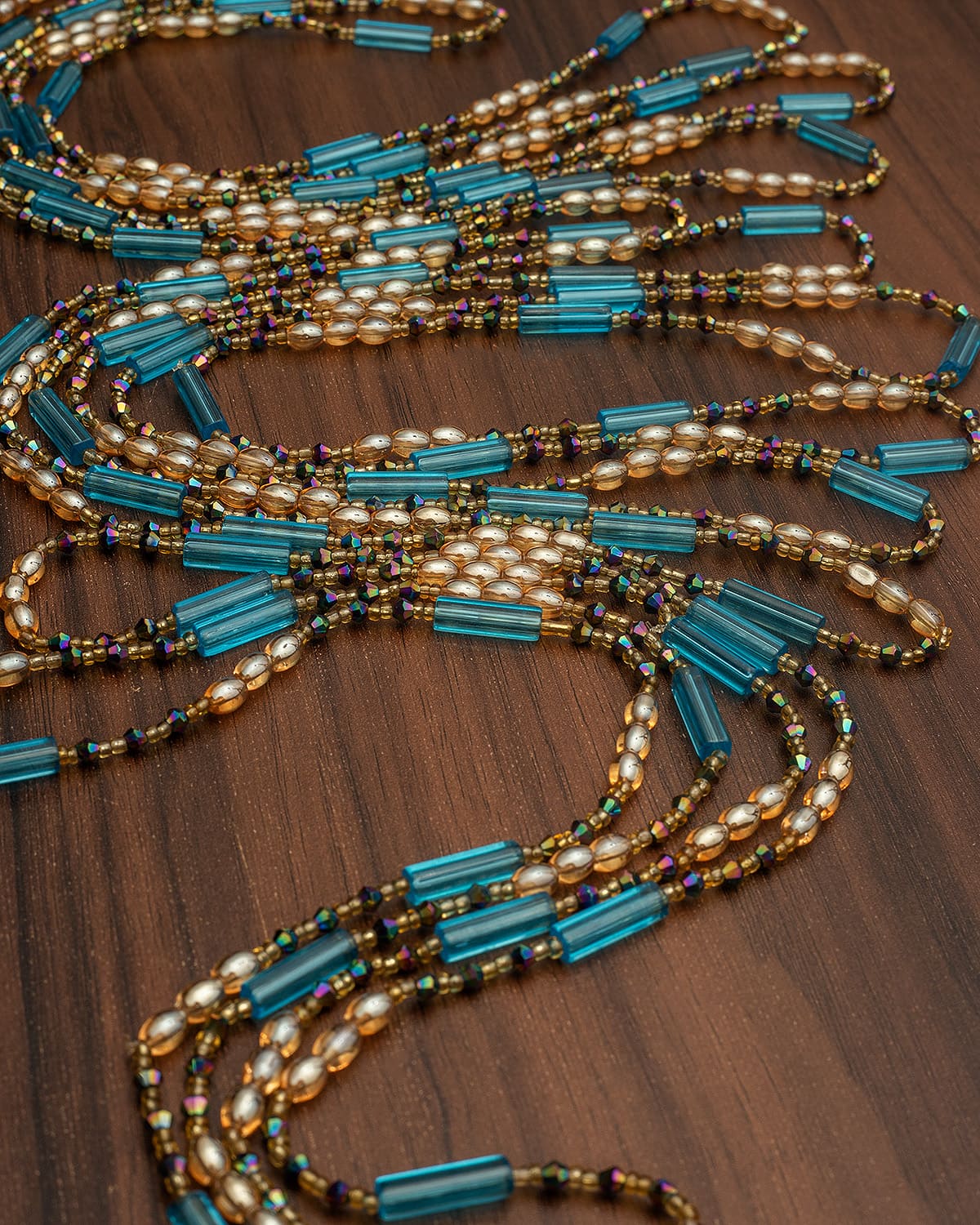 African Waist Beads, Turquoise & Gold | Waist beads