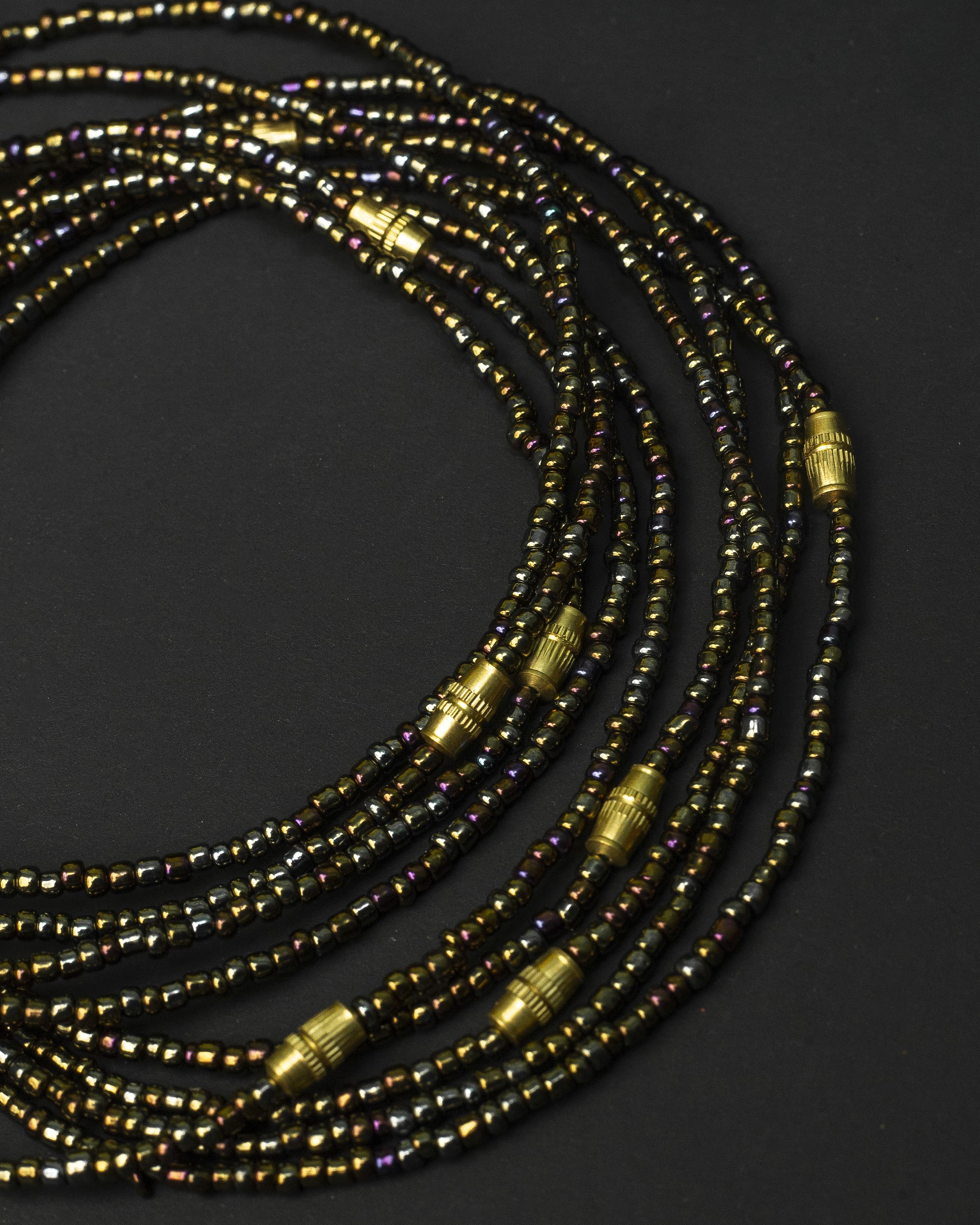 African Waist Beads, Royal Midnight Gold | Waist beads